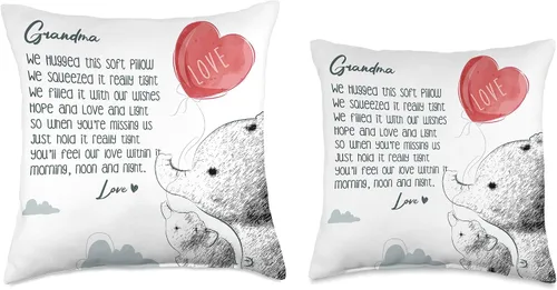 Miniatura 3 de Almohada para abuela de nietos con elefante, 15.7 x 15.7 in, multicolor