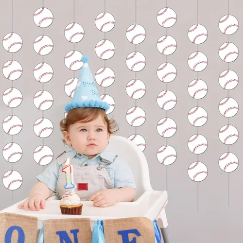 Miniatura 5 de Paquete de 8 pancartas de fiesta de béisbol, kit de guirnalda de béisbol, suministros de fiesta de béisbol, decoraciones de papel de béisbol