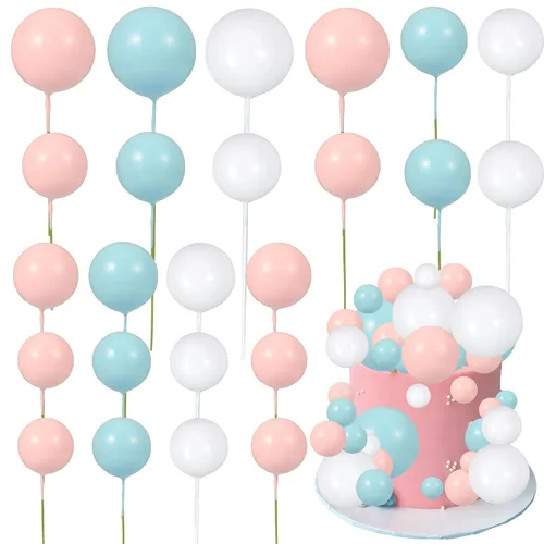 Miniatura 18 de Gyufise 30 Piezas Bolas Topper para Pastel DIY Insertables para Pastel Palillos de Bolas para Pastel Topper para Cupcakes para Fiesta de Cumpleaños