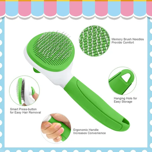 Miniatura 3 de Cepillos para gatos de interior, cepillo para perros para muda de pelo con peine metálico para gatos, cepillo autolimpiante para pelo de mascotas