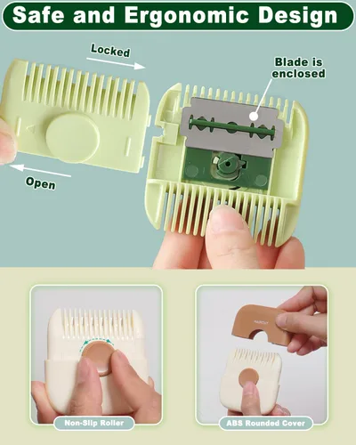 Miniatura 4 de Peine de corte de pelo 2 en 1, flequillo manual para niñas y mujeres, cortador de peine de doble cara (1 paquete, gris)