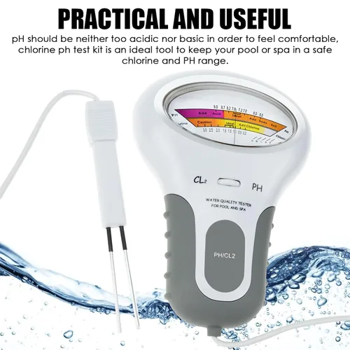 Miniatura 6 de Probador de calidad de agua 2 en 1 de doble escala de pH y nivel de cloro CL2 medidor para piscina, hidroponía, piscinas, spas, monitor de análisis