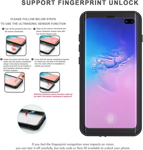 Miniatura 5 de Lanhiem Funda para Samsung Galaxy S10+ Plus, IP68 impermeable a prueba de polvo con protector de pantalla integrado, carcasa protectora resistente a