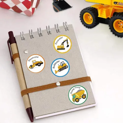 Miniatura 3 de Calcomanías de Rollo de Vehículos para Niños Maestros 500 Piezas Redondas de Camión y Carro Calcomanías de Recompensa para Niños Suministros