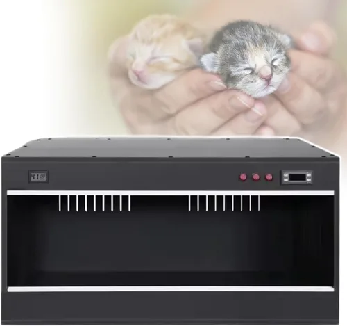 Incubadora de gatitos, caja para mascotas para mascotas, múltiples respiraderos, lámpara de cerámica de calefacción eléctrica, temperatura Negro