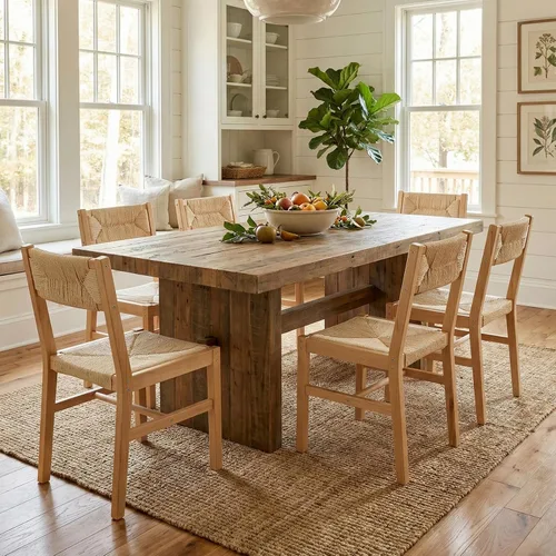 Miniatura 10 de BESTANO Juego de 2 sillas de comedor de ratán tejido, sillas de comedor bohemias de mimbre estilo granja, silla de comedor de caña de madera negra