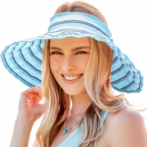 Miniatura 9 de Sombreros de visera para mujer, estilo vintage, de ala ancha, enrollables, para verano, playa, jardín, sombrero ligero y plegable