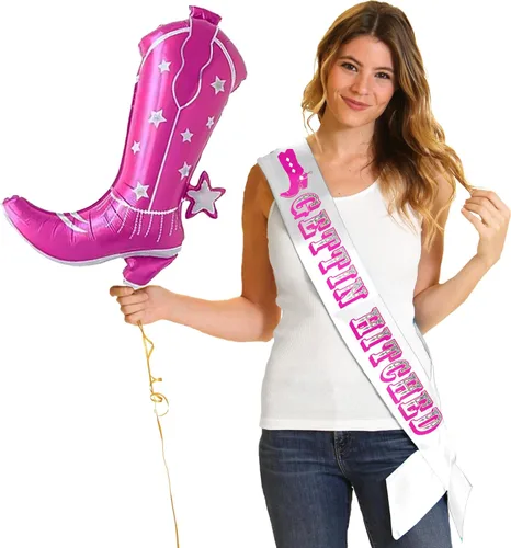 Disco Cowgirl - Traje de despedida de soltera - Cowgirl Getting Hitched Bride Sash - Country Western Bridal Shower
