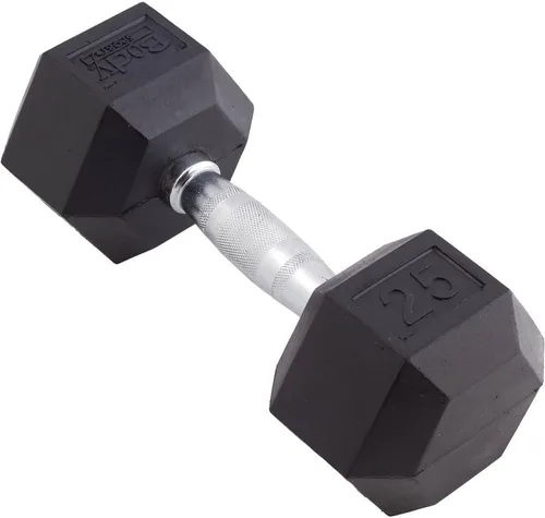 Miniatura 4 de Body Sport Mancuerna hexagonal con revestimiento de goma, individual – Mancuernas para ejercicios – Equipo de entrenamiento de fuerza – Accesorios