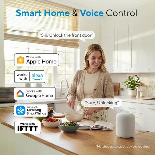 Miniatura 4 de ULTRALOQ Cerradura inteligente de huellas dactilares Bolt con sensor de puerta, cerrojo WiFi integrado con huella digital, código, aplicación, Negro