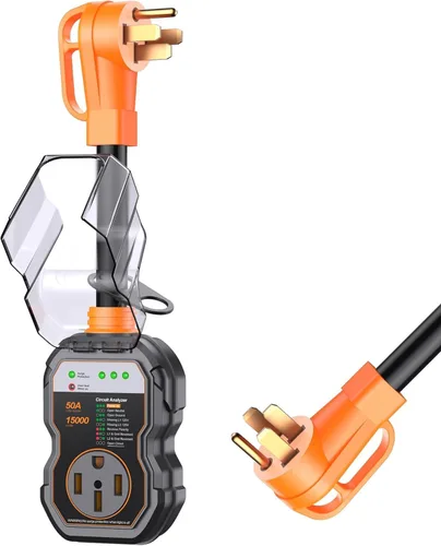 Miniatura 10 de GEARGO Protectores contra sobretensiones RV de 30 amperios, 12000 julios, analizador de circuitos de RV, protección contra sobretensiones IP68