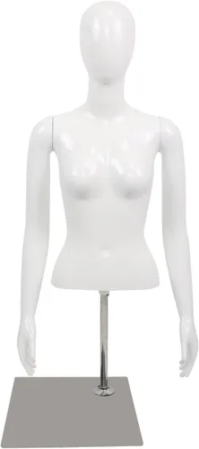 Miniatura 12 de 2 piezas de maniquí femenino negro Torso altura ajustable brazos desmontables vestido forma exhibición w/metal soporte