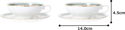 Miniatura 8 de Noritake P58043A/4409 - Taza de té y platillo (juego de pares) 6.1 onzas líquidas (180 cc) con cincel de flores para 2 invitados, porcelana de hueso