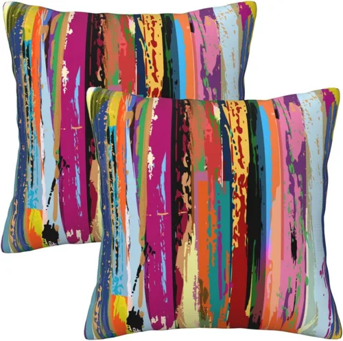 Miniatura 20 de Lcokin - Fundas de almohada decorativas con rayas rojas y negras abstractas, 16 x 16 pulgadas, juego de 2, funda cuadrada de cojín gris para sofá