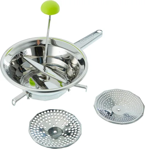 Ibili "Clasica - Molinillo de alimentos con 3 tamizes, plata, 9.4 in