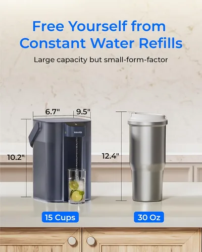 Miniatura 8 de Waterdrop ED61B Dispensador de filtro de agua, jarra de agua recargable de 200 galones, sistema instantáneo de encimera de 15 tazas, eficiencia