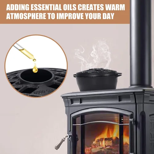 Miniatura 7 de G Good Gain Vaporizador para Estufa de Leña, Humidificador de Chimenea, Humidificador de Hierro Fundido para Estufa, Acabado Negro Mate, Resistente
