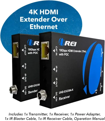 Miniatura 2 de OREI Extensor HDMI 4K a través de Ethernet, Extensor Balun a través de Cat6/Cat7 con extractor de audio óptico IR hasta 70 metros - Salida en bucle
