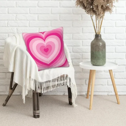 Miniatura 4 de Juego de 2 fundas de almohada decorativas con forma de corazón rosa de 18 x 18 pulgadas, fundas de almohada cuadradas suaves y decorativas