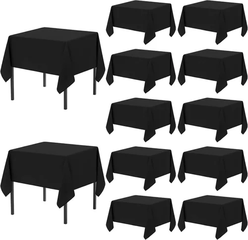 Miniatura 21 de 12 paquetes de manteles blancos, 52 x 52 pulgadas, manteles lavables de poliéster resistentes a manchas y arrugas para mesas cuadradas, mantel