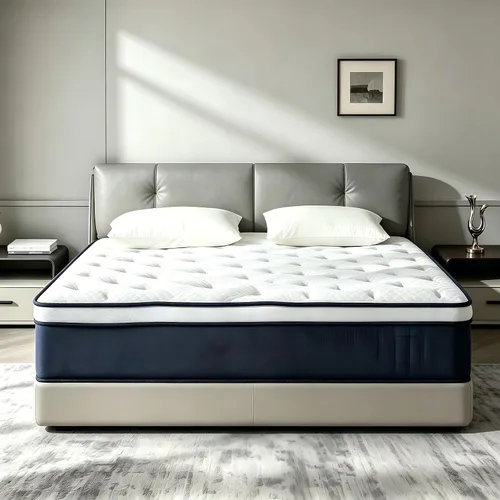 Miniatura 9 de Colchón King híbrido tamaño King de 14 pulgadas con espuma viscoelástica y resortes individuales para aislamiento de movimiento, alivio de presión