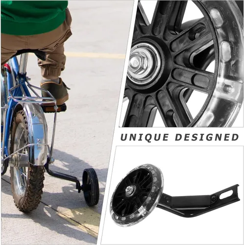 Miniatura 5 de Garneck Ruedas de entrenamiento de bicicleta, ruedas estabilizadoras de bicicleta, rueda de bicicleta intermitente silenciosa para con soporte de 12
