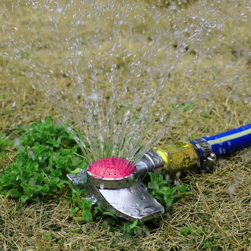 Miniatura 6 de Honoson Rociador de metal con patrón circular de 360 grados para patio con flujo de agua suave, cabezal de rociador ajustable para riego de césped