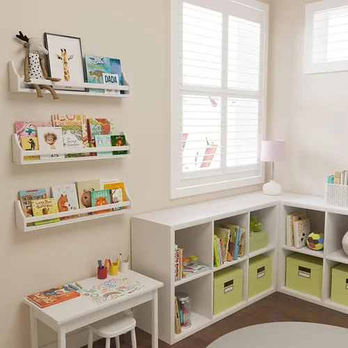 Miniatura 5 de Conjunto de 3 estanterías de pared resistentes de madera de abedul para habitaciones infantiles
