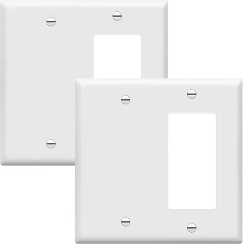 Miniatura 10 de ENERLITES - Placa de pared combinada para interruptor de vaivén decorativo/toma de corriente en blanco, tamaño estándar, cubierta de interruptor