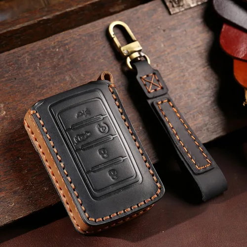 Miniatura 4 de SANRILY Funda de cuero prémium para llavero para Jeep Grand Cherokee L 2022 2021 con control remoto de entrada sin llave, protector completo