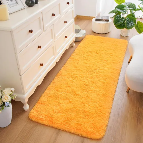 Miniatura 3 de Amearea Alfombra de Pasillo Peluda Shag para Dormitorio de Niñas Sala de Estar, 2x6 Pies Extra Suave y Esponjosa Alfombras Shaggy, Antideslizante