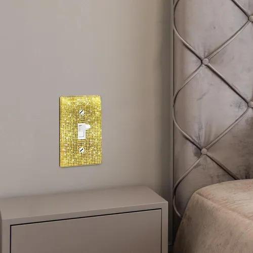 Miniatura 4 de WIRESTER Cubierta para placa de pared con diamantes de imitación brillantes y dorados, color amarillo dorado citrino, cubierta para interruptor