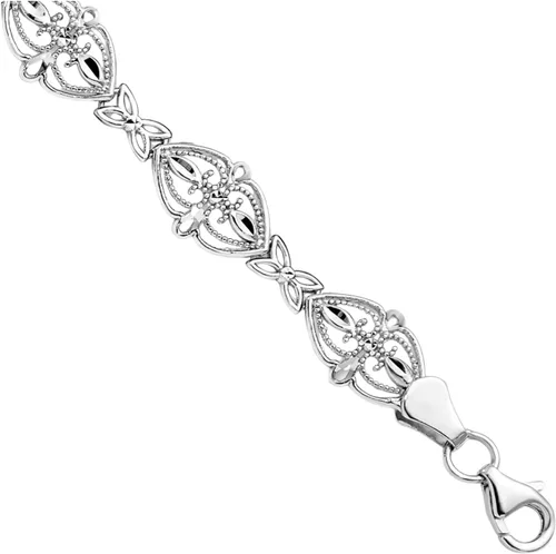 Miniatura 4 de IceCarats Pulsera de cadena de oro blanco de 14 quilates, Oro blanco, No es una piedra preciosa