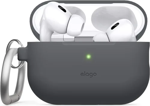 Miniatura 8 de elago Funda compatible con AirPods Pro 2 (2022), funda de silicona con llavero, LED frontal visible, soporta carga inalámbrica [negro]