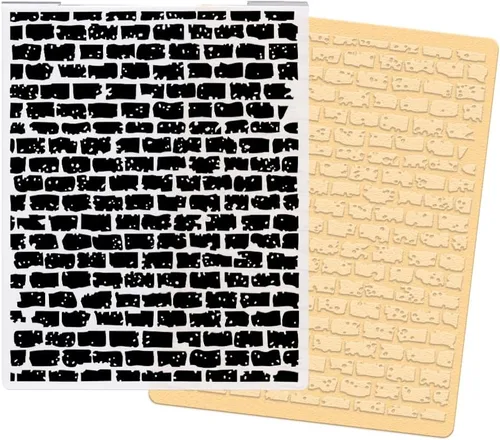 ALIBBON Carpetas de plástico en relieve de pared de ladrillo para hacer tarjetas, carpetas de relieve de fondo de ladrillo para álbumes de recortes,