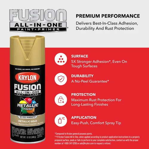 Miniatura 173 de Krylon Fusion - Pintura en aerosol adhesiva todo en uno para uso en interiores y exteriores, 12 onzas, aluminio