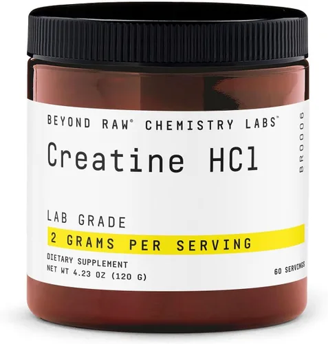 BEYOND RAW Polvo de creatina HCl, respaldado por la ciencia, grado de laboratorio, creatina para mujeres y hombres, fuerza muscular, producción de