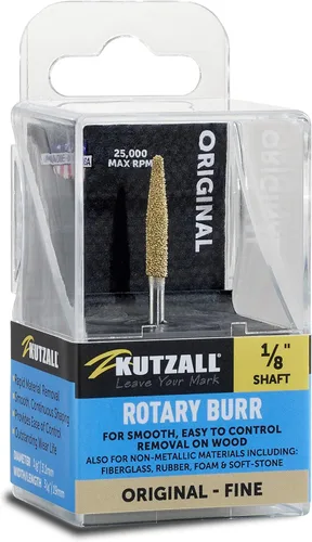Kutzall Fresa Rotary Cónica Original, Eje de 1⁄8", Fina - Broca de Tallado de Madera para Dremel, Foredom, DeWalt, Milwaukee. Carburo de Tungsteno