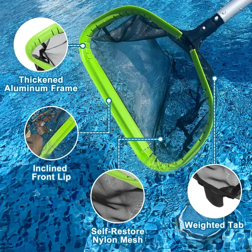 Miniatura 4 de Kit de limpieza de piscina de lujo que incluye red profesional para desnatar hojas, cabezal de cepillo de piscina de 17.5 pulgadas, cepillo