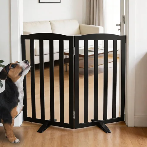 Miniatura 35 de Puerta para Perros Independiente para Interiores, Puerta para Perros Plegable, Puertas para Mascotas para Entradas, Escaleras o Pasillos, Puerta