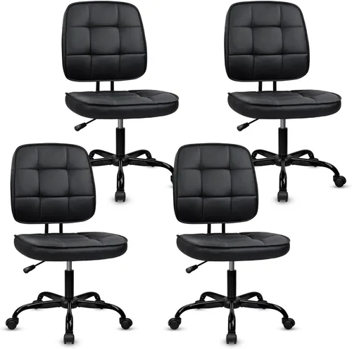 Miniatura 23 de CLATINA Silla de oficina en casa, sin brazos con ruedas, silla de escritorio pequeña de altura ajustable, sillas giratorias de trabajo de malla
