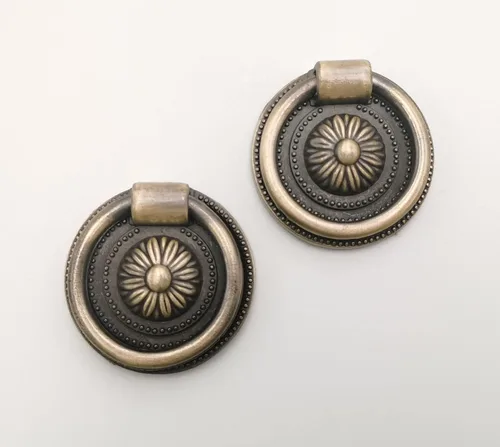 Miniatura 8 de 12 piezas de anillo antiguo para cajón, tirador de armario, cajón de armario, pomo de vestidor, latón antiguo 12 piezas color bronce
