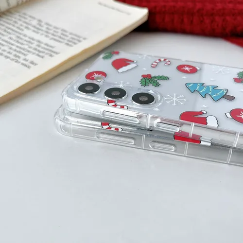 Miniatura 3 de RALEAVO Funda de Navidad transparente para Samsung Galaxy S22 Plus, bonita funda de vacaciones de invierno para mujeres, niñas y niños con sombreros