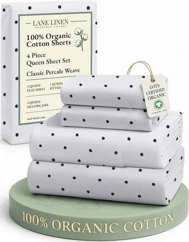 Miniatura 50 de LANE LINEN Sábanas 100% algodón orgánico para cama tamaño King, sábanas de percal suave, transpirables, de lujo, estilo hotelero, lavables a 09