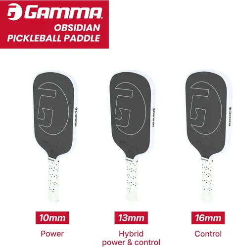 Miniatura 5 de GAMMA Paleta de pickleball de obsidiana 13 y 16, pala de pickleball de fibra de carbono cruda, palas de pickleball prémium