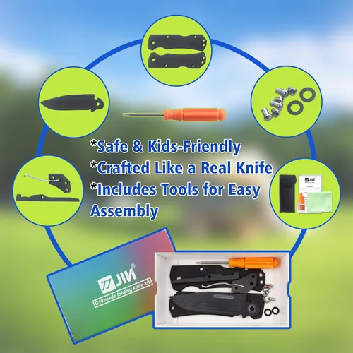 Miniatura 2 de JIN Alpha - Cuchillo de bolsillo para niños, cuchillos de juguete seguros, hoja G10 opaca, EDC plegable, kit de fabricación de bricolaje, cuchillo