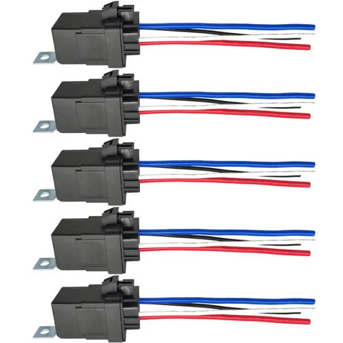 Miniatura 8 de Relé impermeable de 4 pines 40/30AMP 12V CC con cables de alta resistencia, relé automotriz SPST, paquete de 1