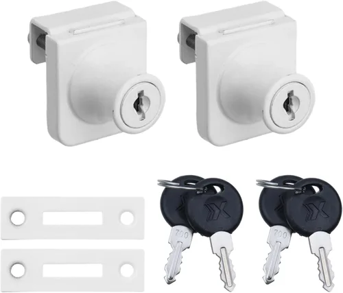 Miniatura 16 de Cerradura de vitrina sin taladro para vidrio de 0.2 a 0.3 pulgadas, llave igual, montaje puerta a puerta, 2 juegos ovalados cromados de 3.35 x 1.49