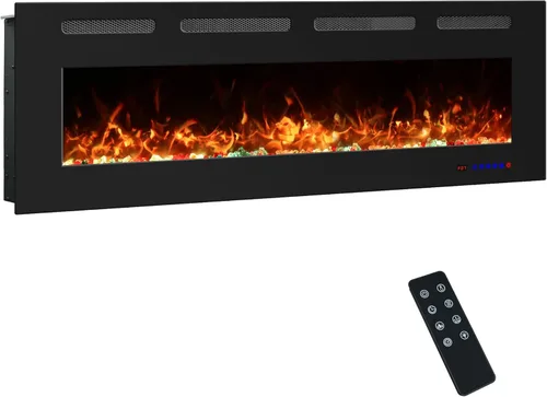 Miniatura 11 de Insertos de chimenea eléctrica de 42 pulgadas, calentador de chimenea lineal ultrafino con termostato, brillo y velocidad ajustables, temporizador