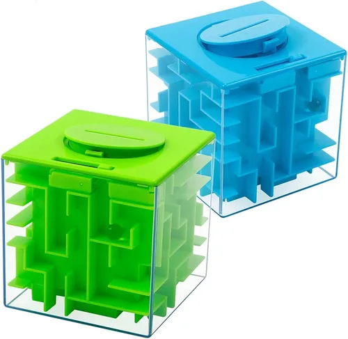 Caja de rompecabezas de laberinto de dinero para niños y adultos, caja de regalo perfecta para guardar dinero (paquete de 2)